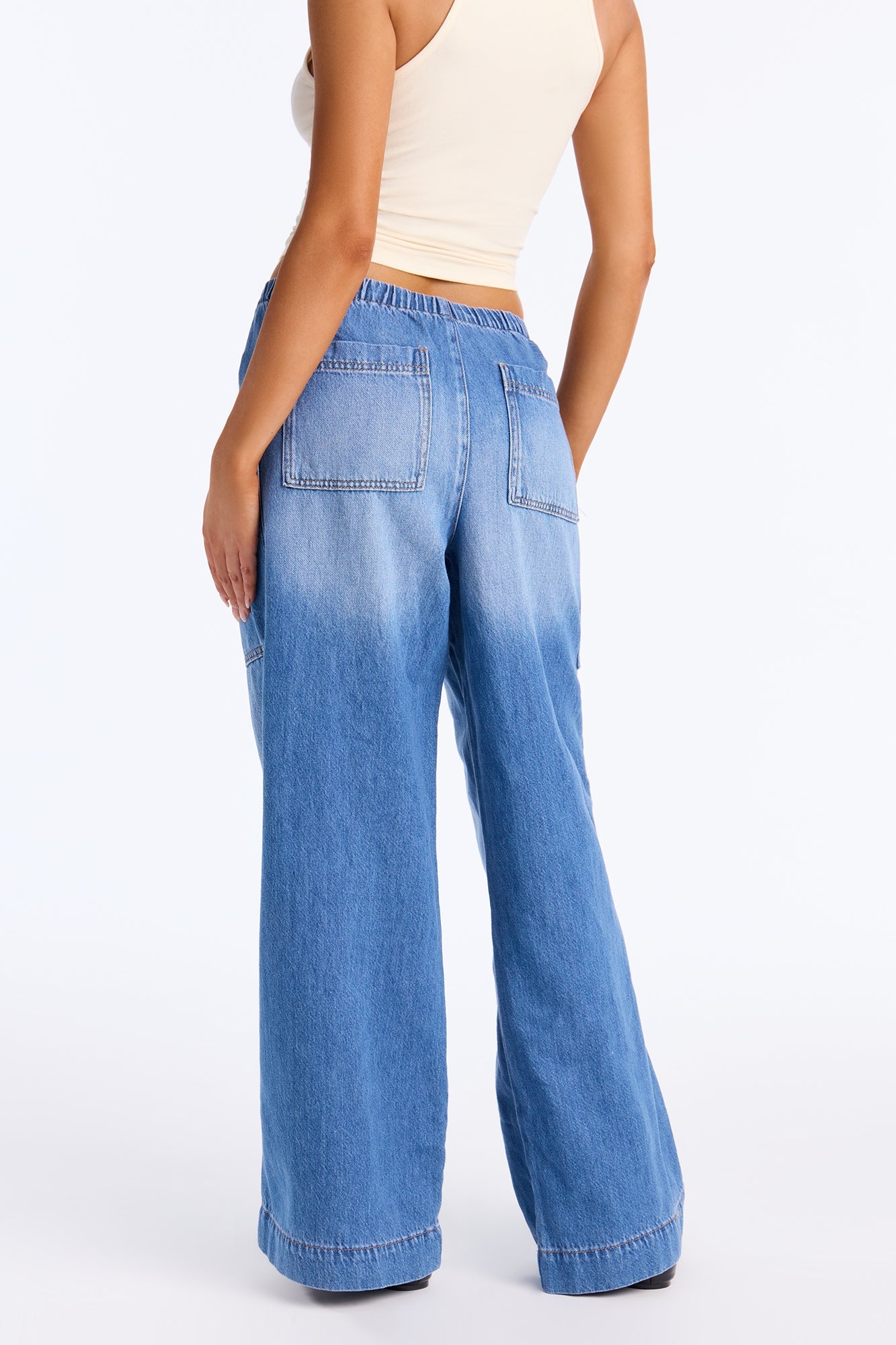 Wanderer Drapey Wide Leg Jeans - Medium Wash