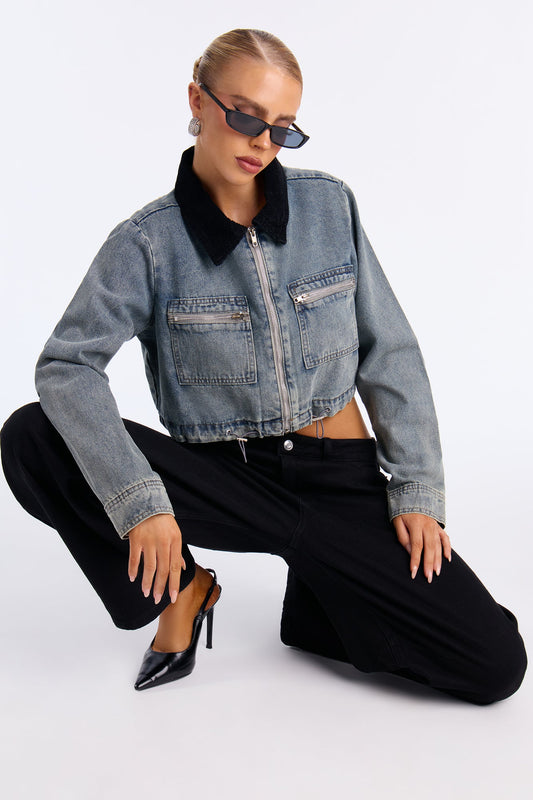 Vinnie Denim Bomber Jacket - Vintage Wash