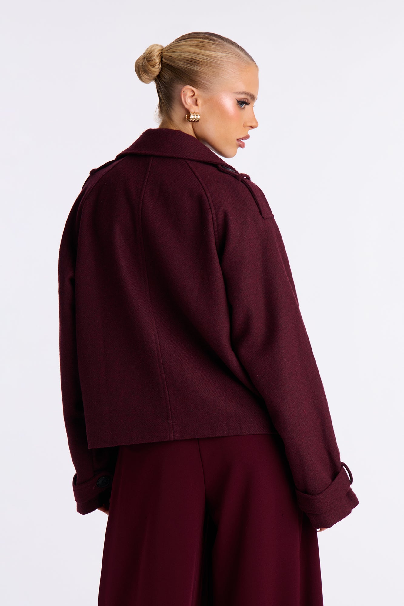 Emily Cropped Trench - Burgundy