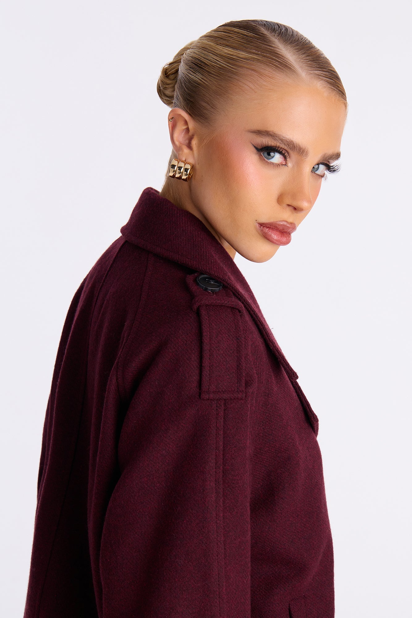Emily Cropped Trench - Burgundy