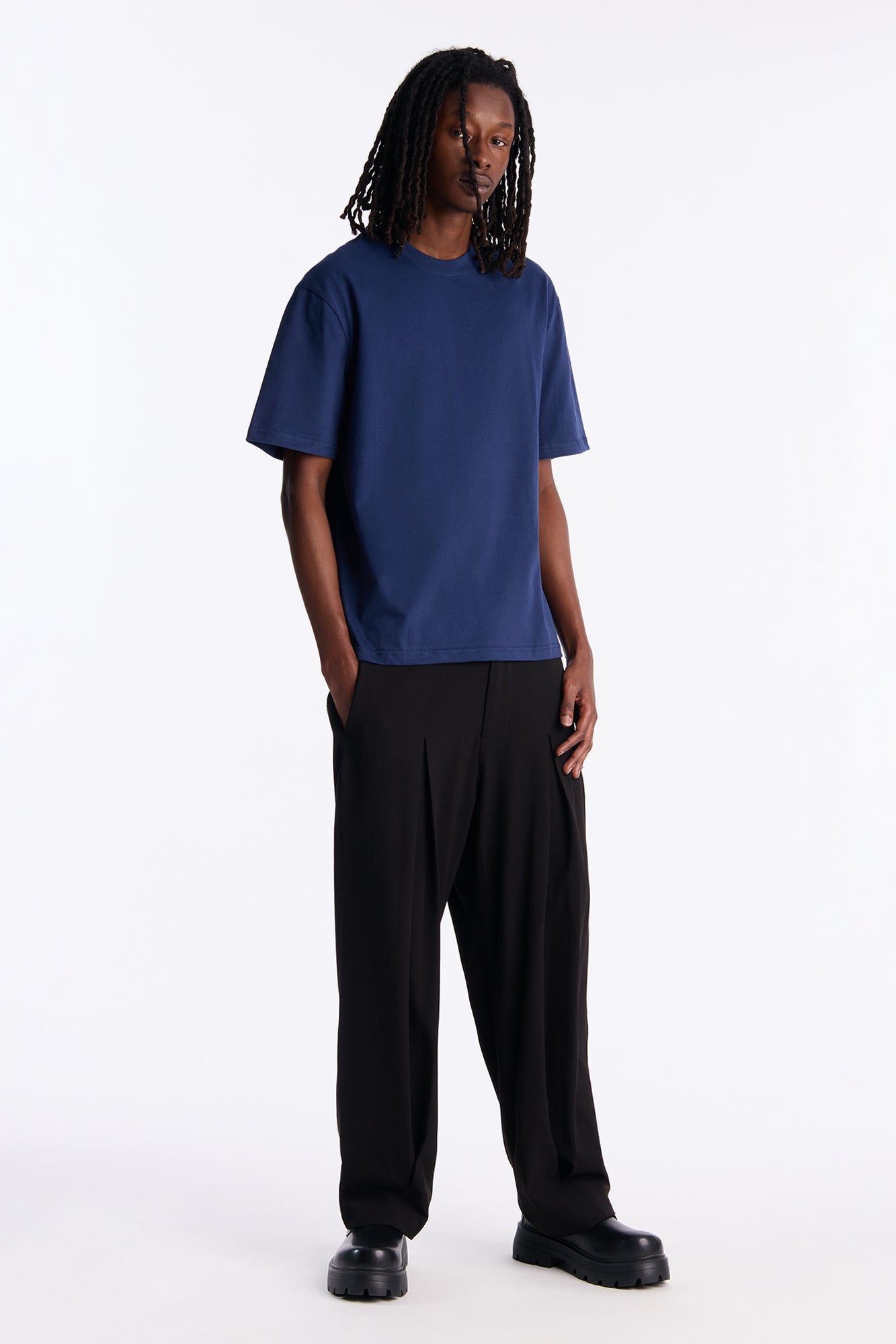 Relaxed Premium Midweight Tee - Navy