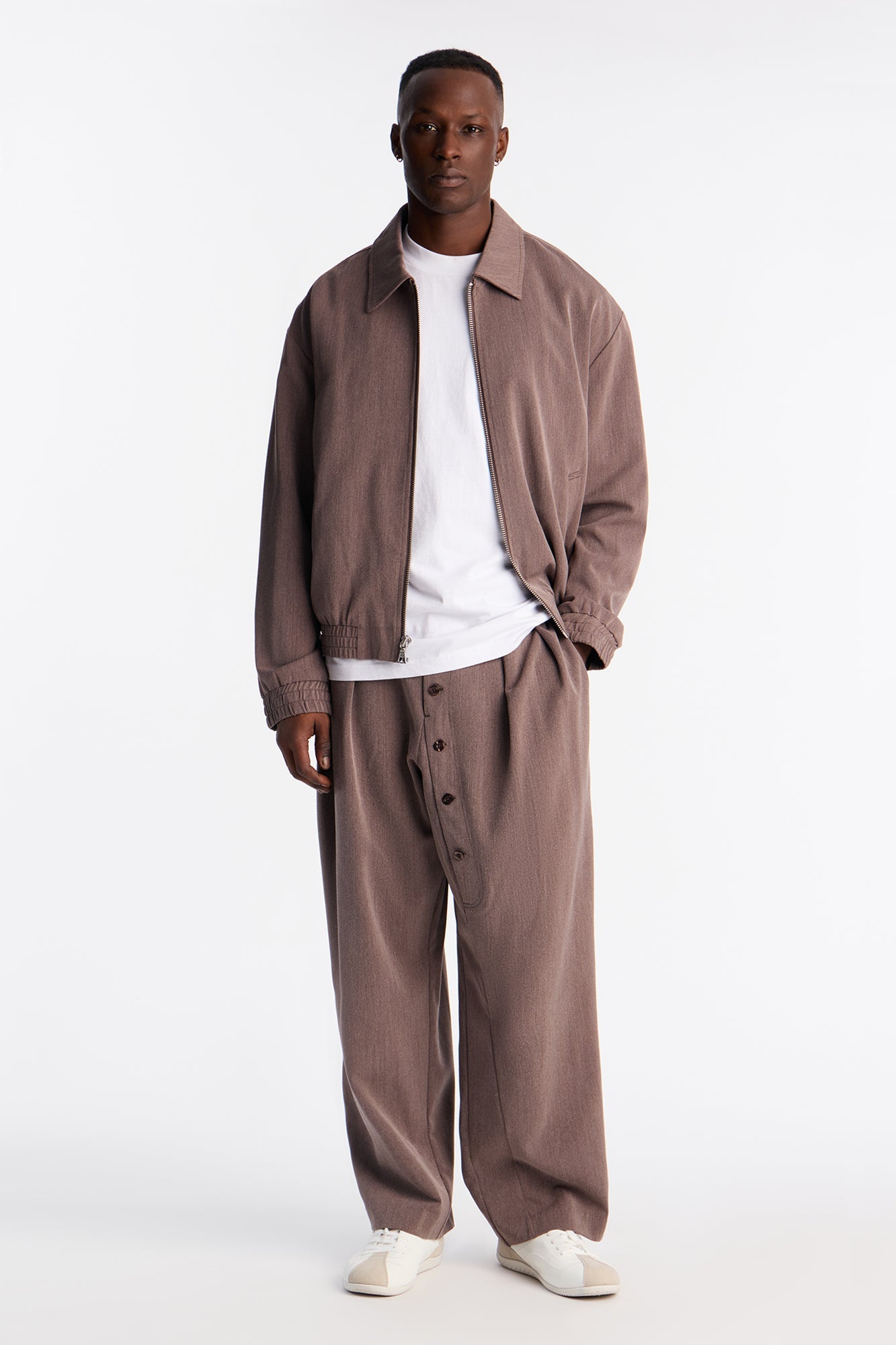 Baggy Upper East Side Asymmetrical Button Trouser - Brown