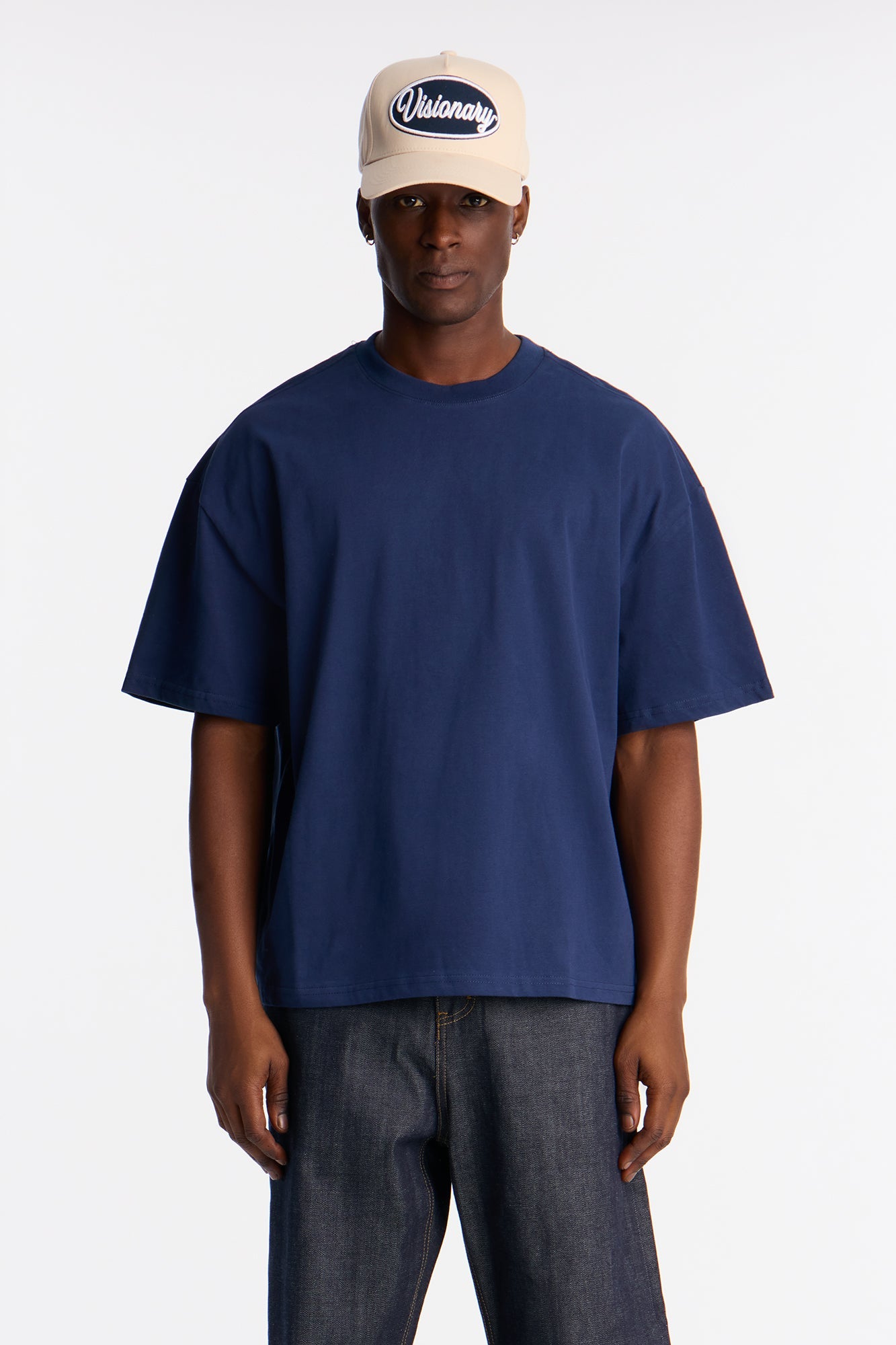 Boxy Premium Midweight Tee - Navy