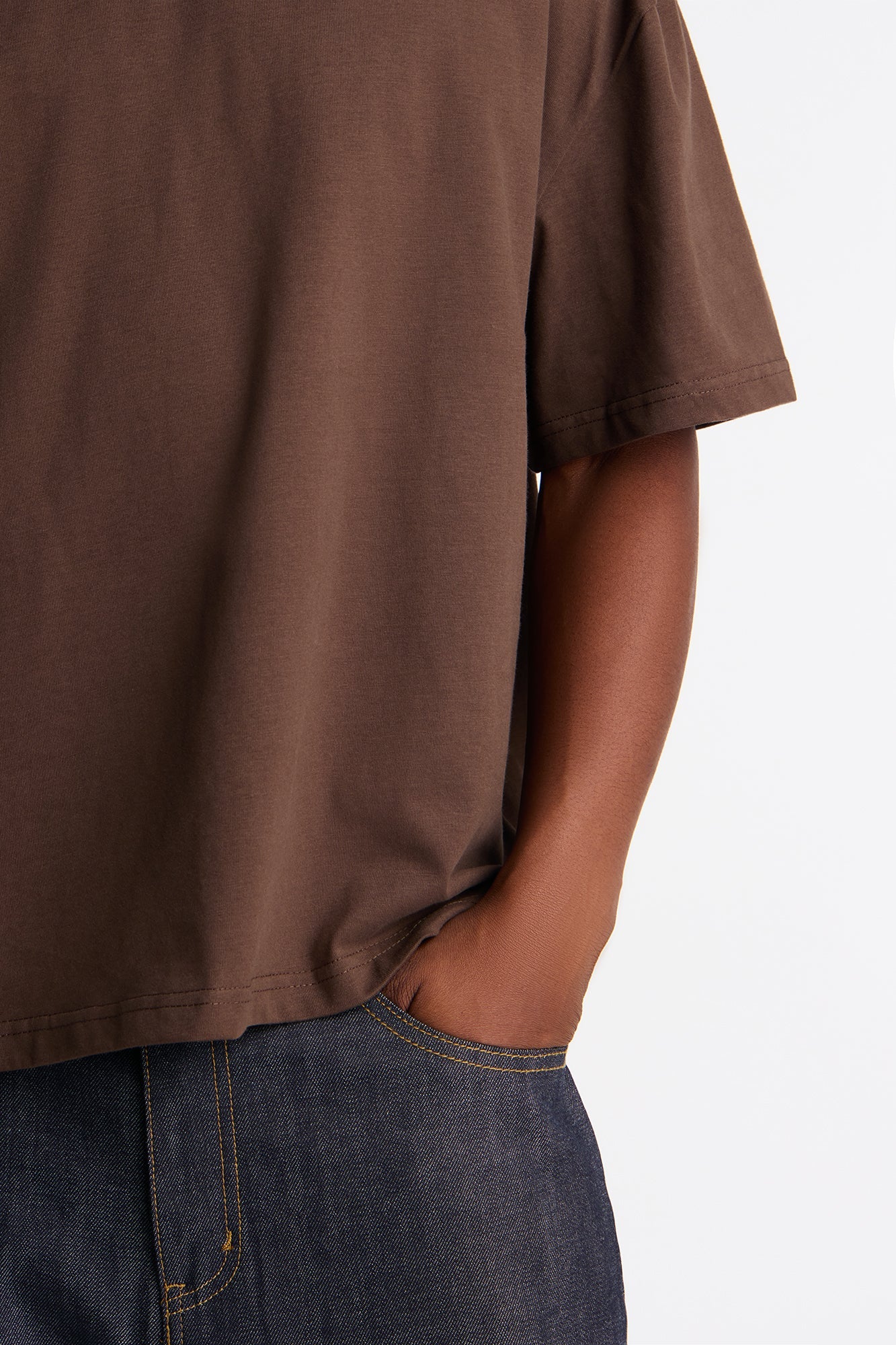 Boxy Premium Midweight Tee - Brown