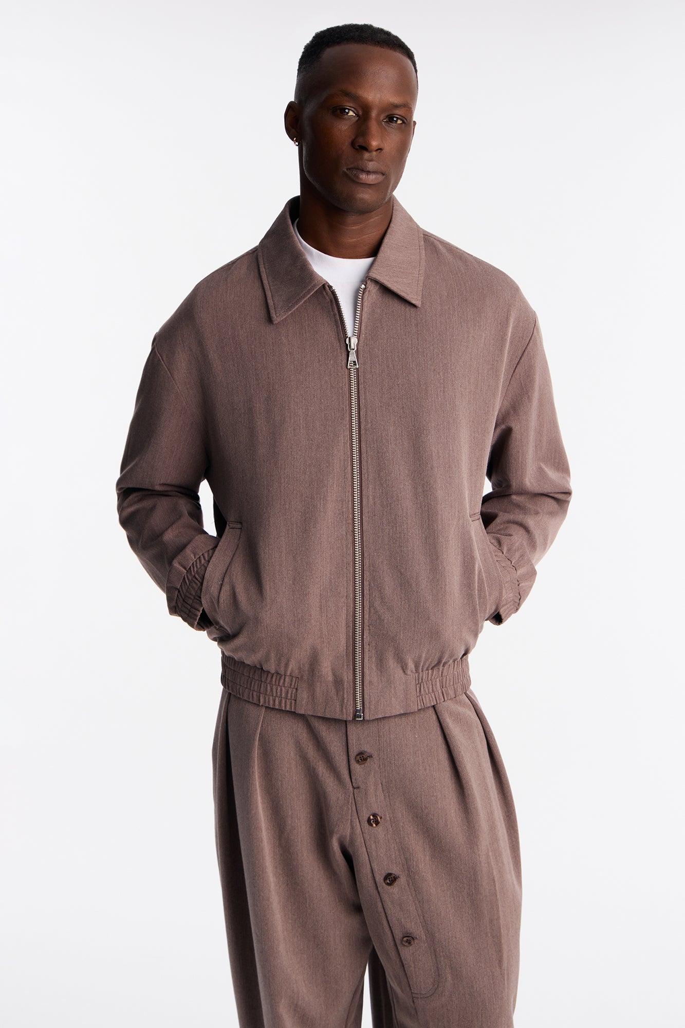 Relaxed Upper East Side Zip Jacket - Brown