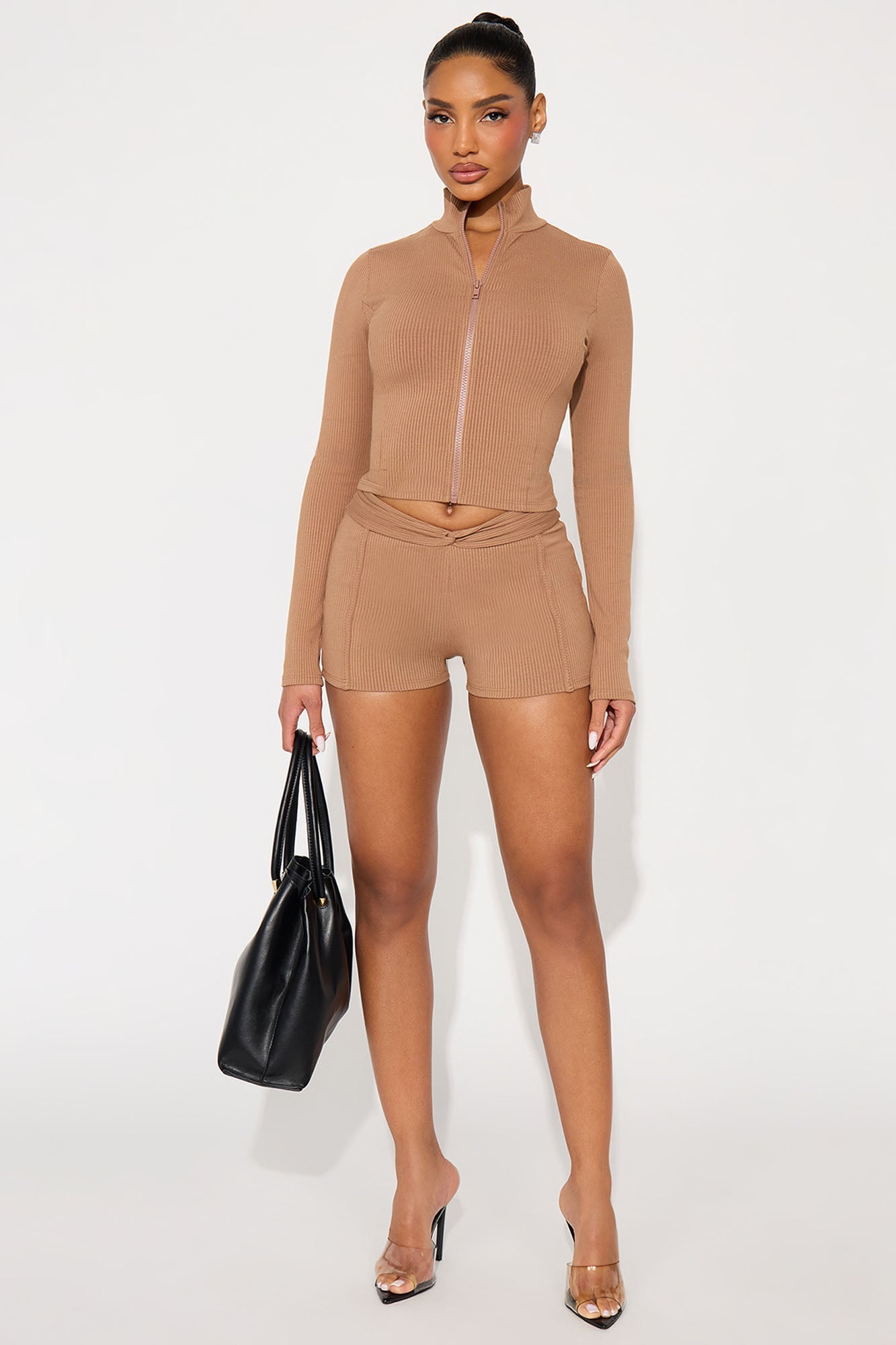 Nika Zip Snatched Short Set - Nude