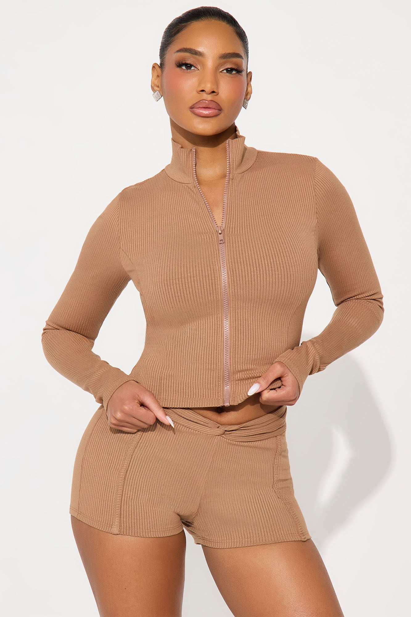 Nika Zip Snatched Short Set - Nude