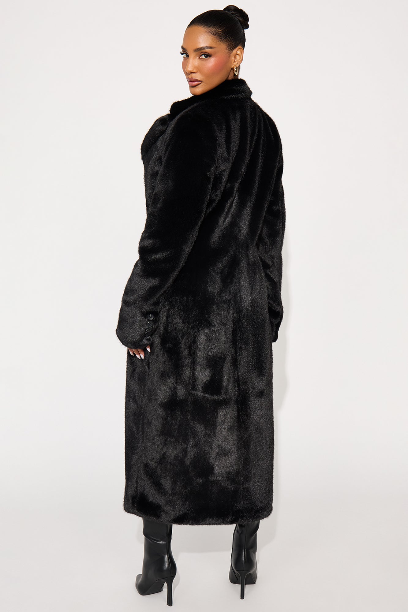 Madelyn Long Faux Fur Coat - Black