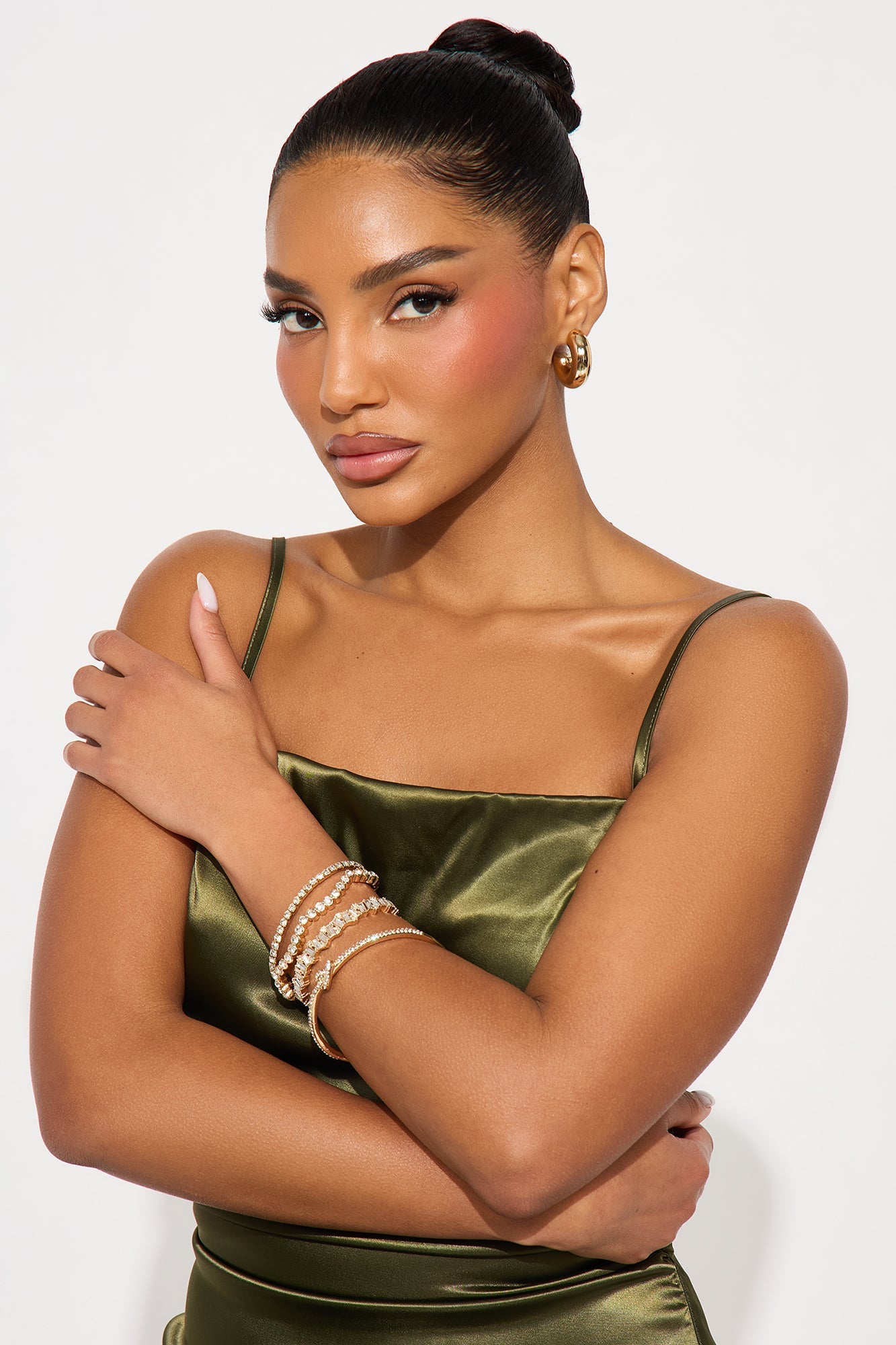 Whimsical Wonders Rhinestone 4 Piece Bracelet Set - Gold