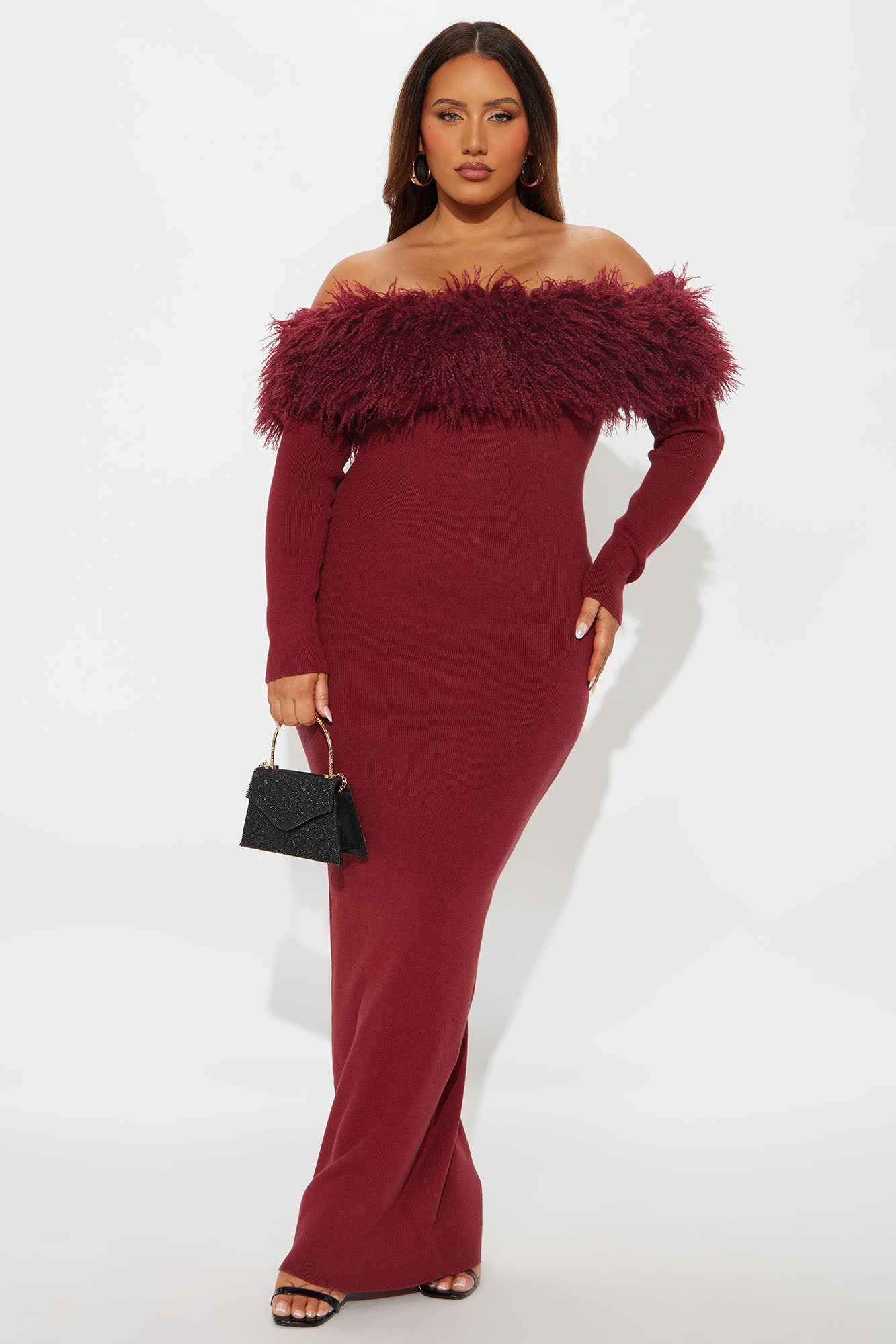 By The Fireside Sweater Maxi Dress - Wine