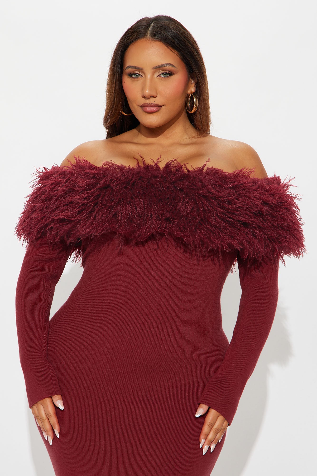 By The Fireside Sweater Maxi Dress - Wine