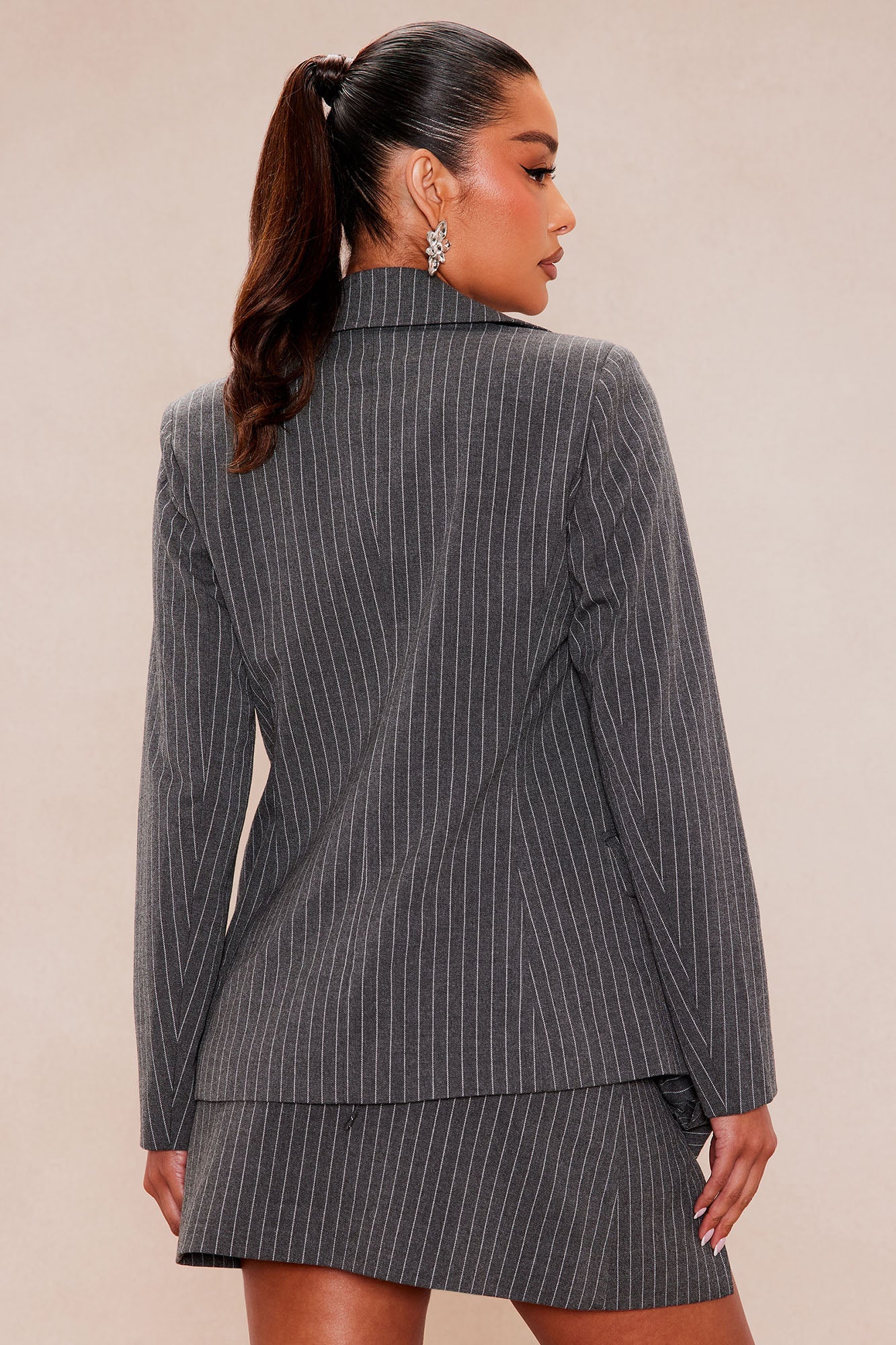 Myrna Pinstripe Blazer - Grey