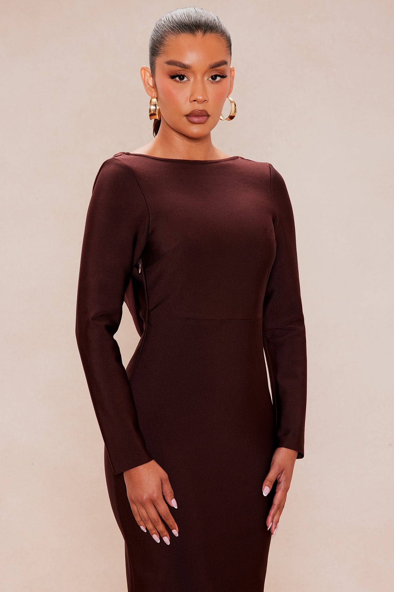 Mariella Backless Bandage Maxi Dress - Chocolate
