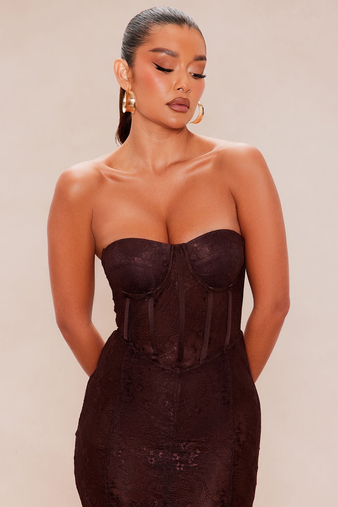 Sweet Seduction Lace Maxi Dress - Chocolate