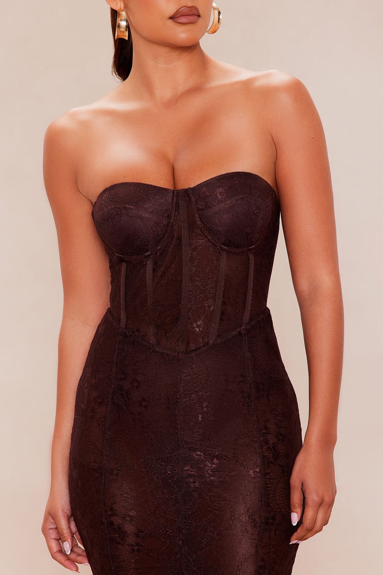 Sweet Seduction Lace Maxi Dress - Chocolate