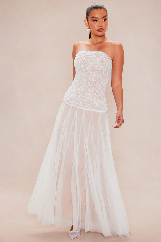 Timeless Embellished Midi Dress - Off White