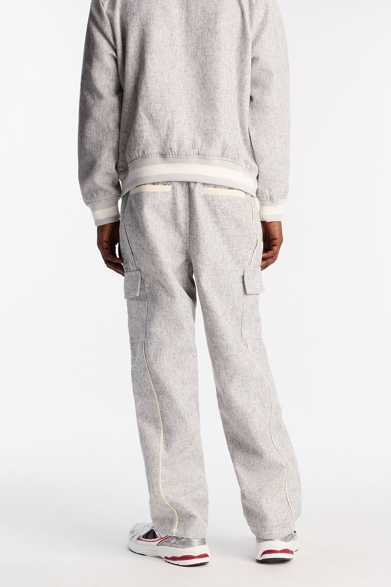 Straight Tweed Textured Cargo Pant - Grey/combo