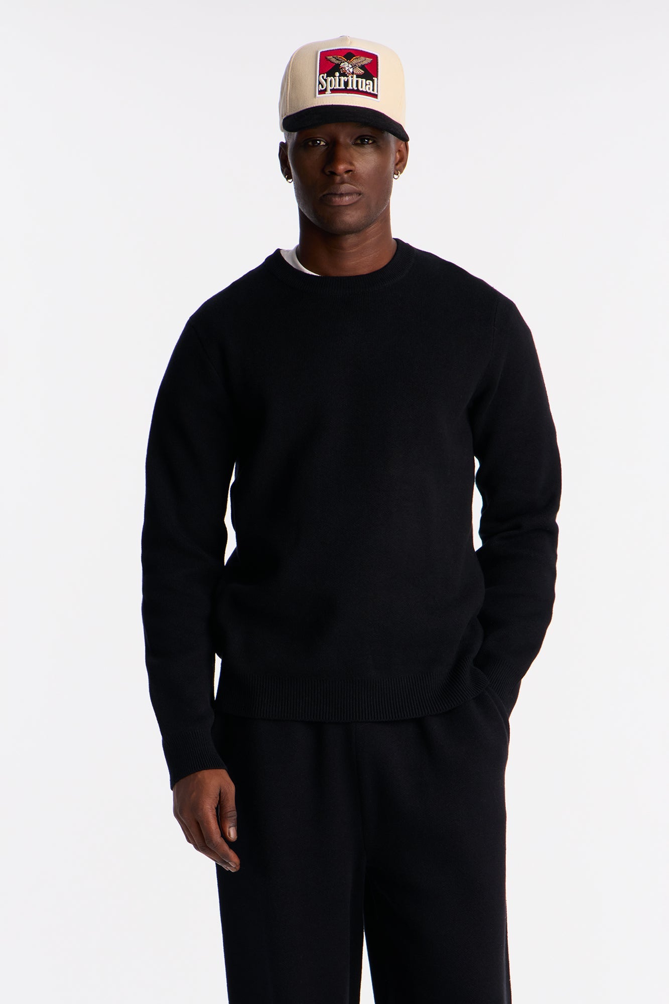 Recline Sweater Knit Crewneck - Black