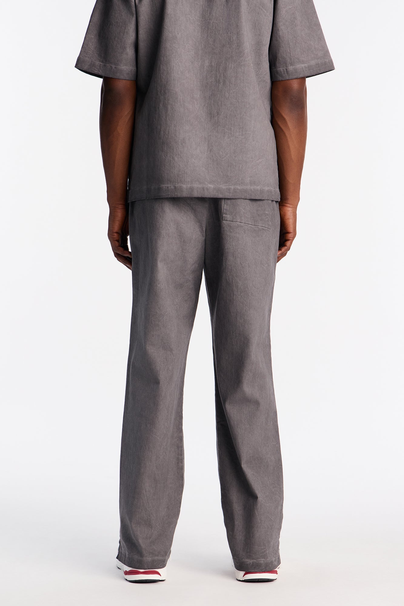 Straight Faded Out Slit E-Waist Pant - Grey