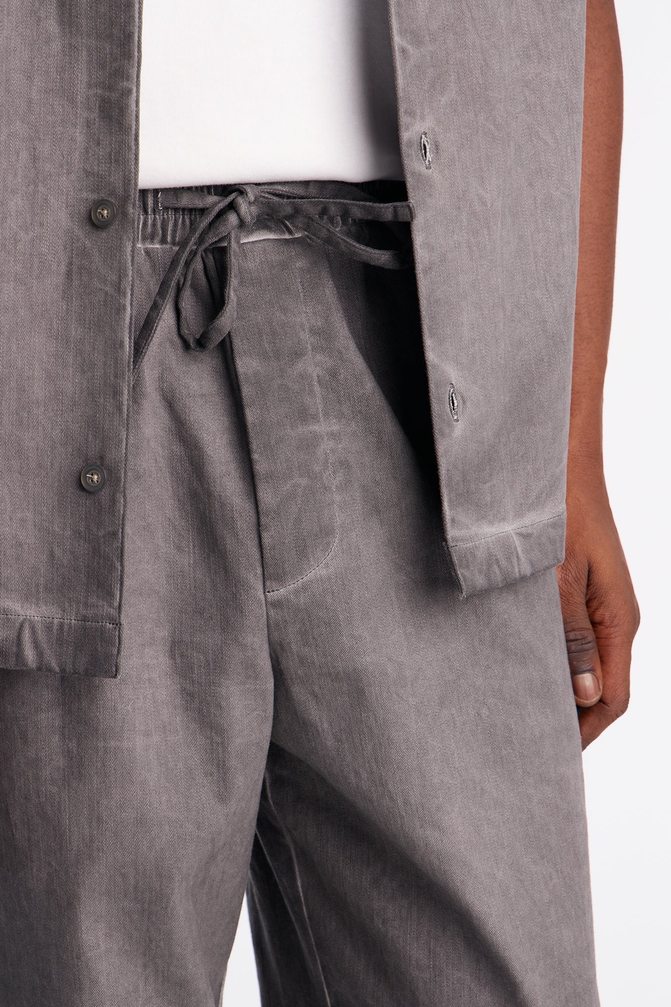 Straight Faded Out Slit E-Waist Pant - Grey