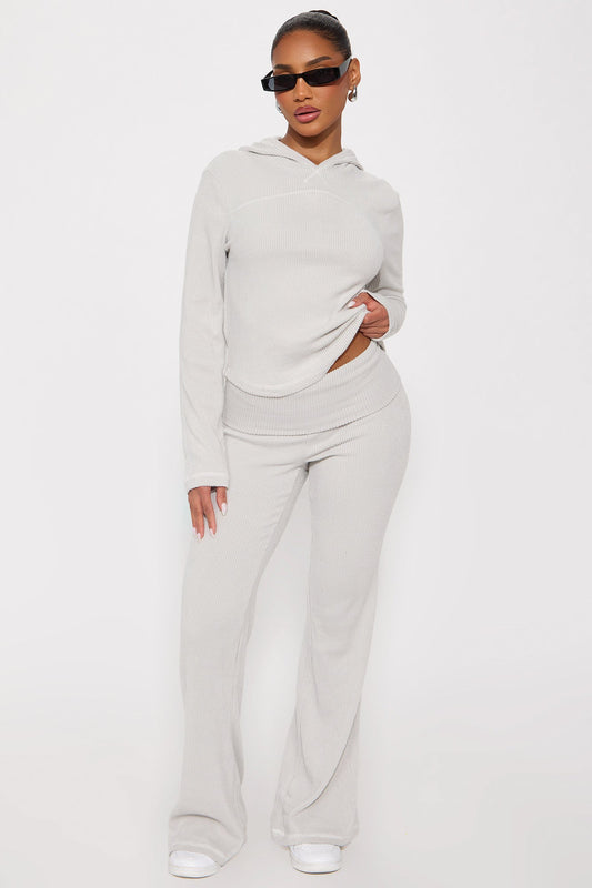 Have A Seat Hacci Hoodie Pant Set - Heather Grey