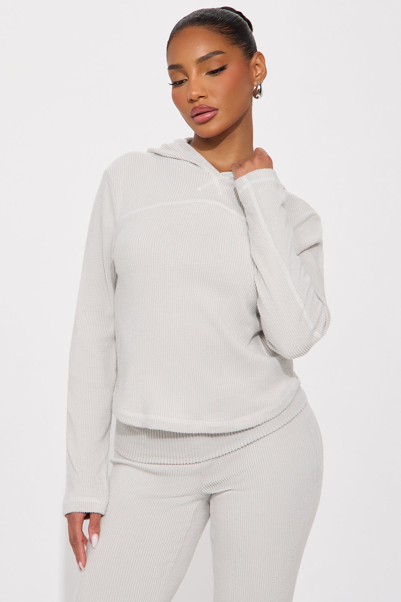 Have A Seat Hacci Hoodie Pant Set - Heather Grey