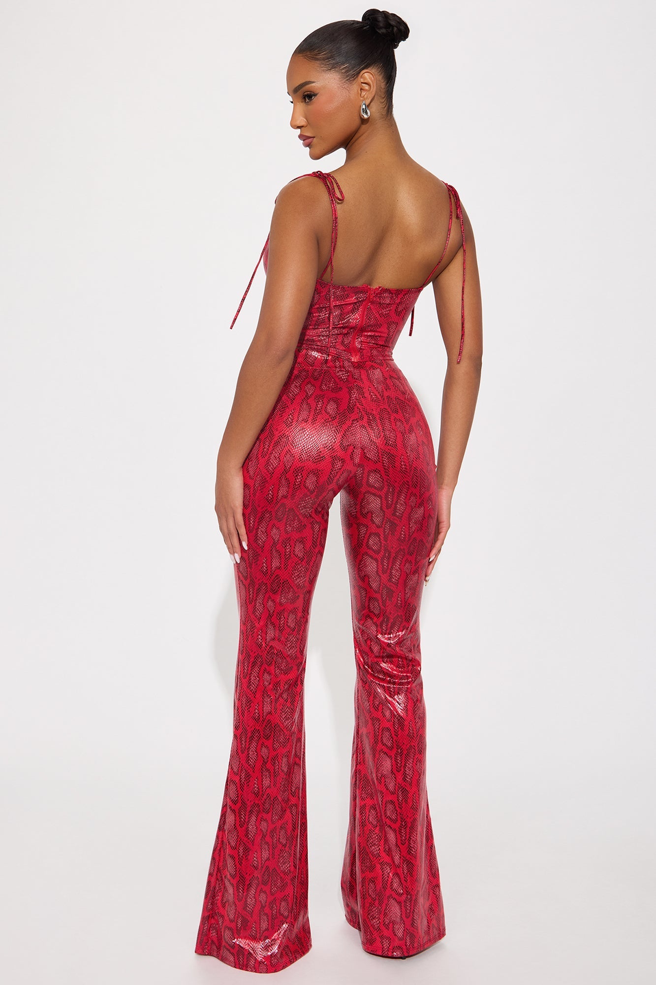 Fernanda Faux Leather Pant Set - Red