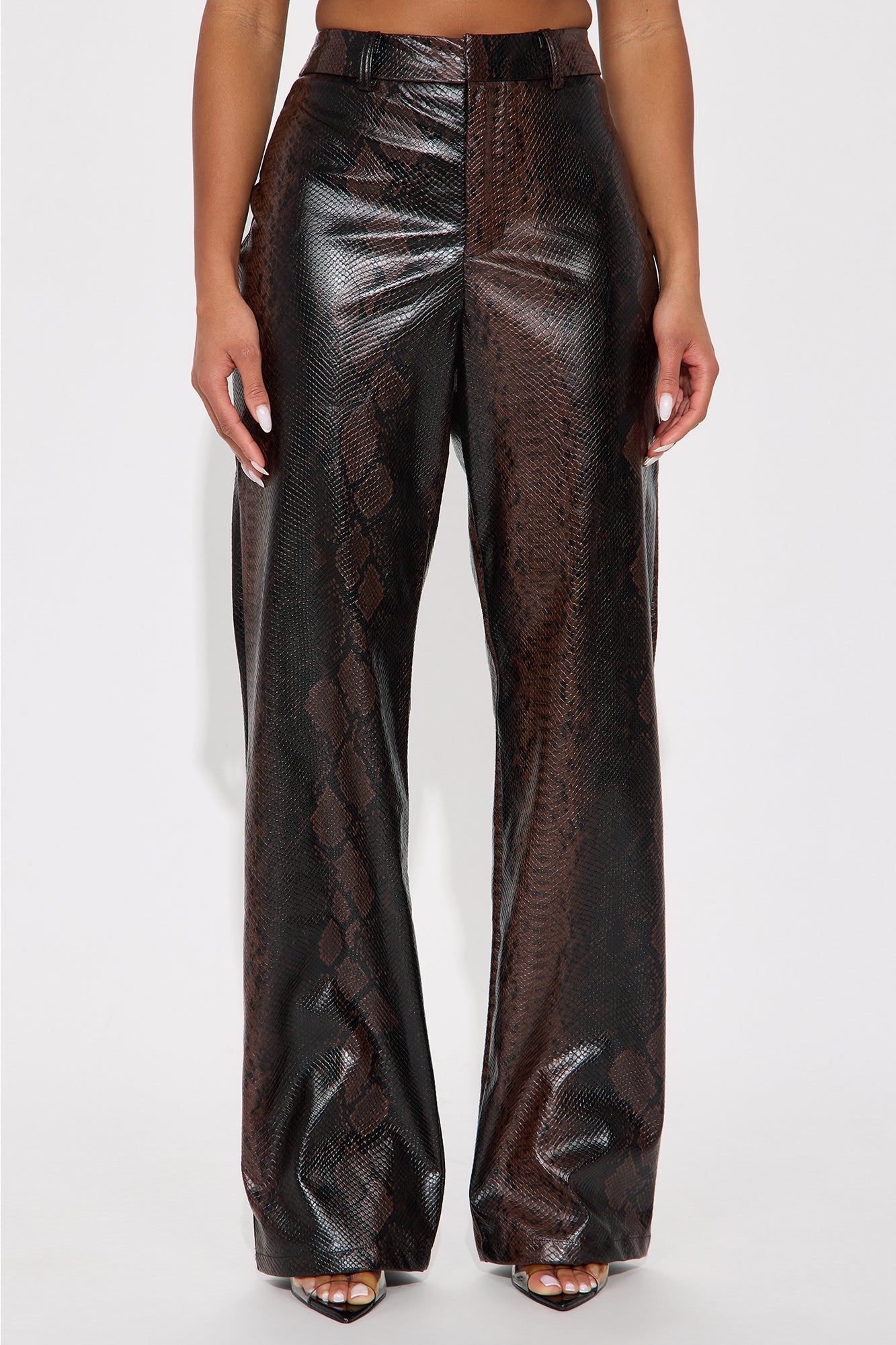 Bad Behavior Faux Leather Snake Skin Pant 32 - Brown/combo