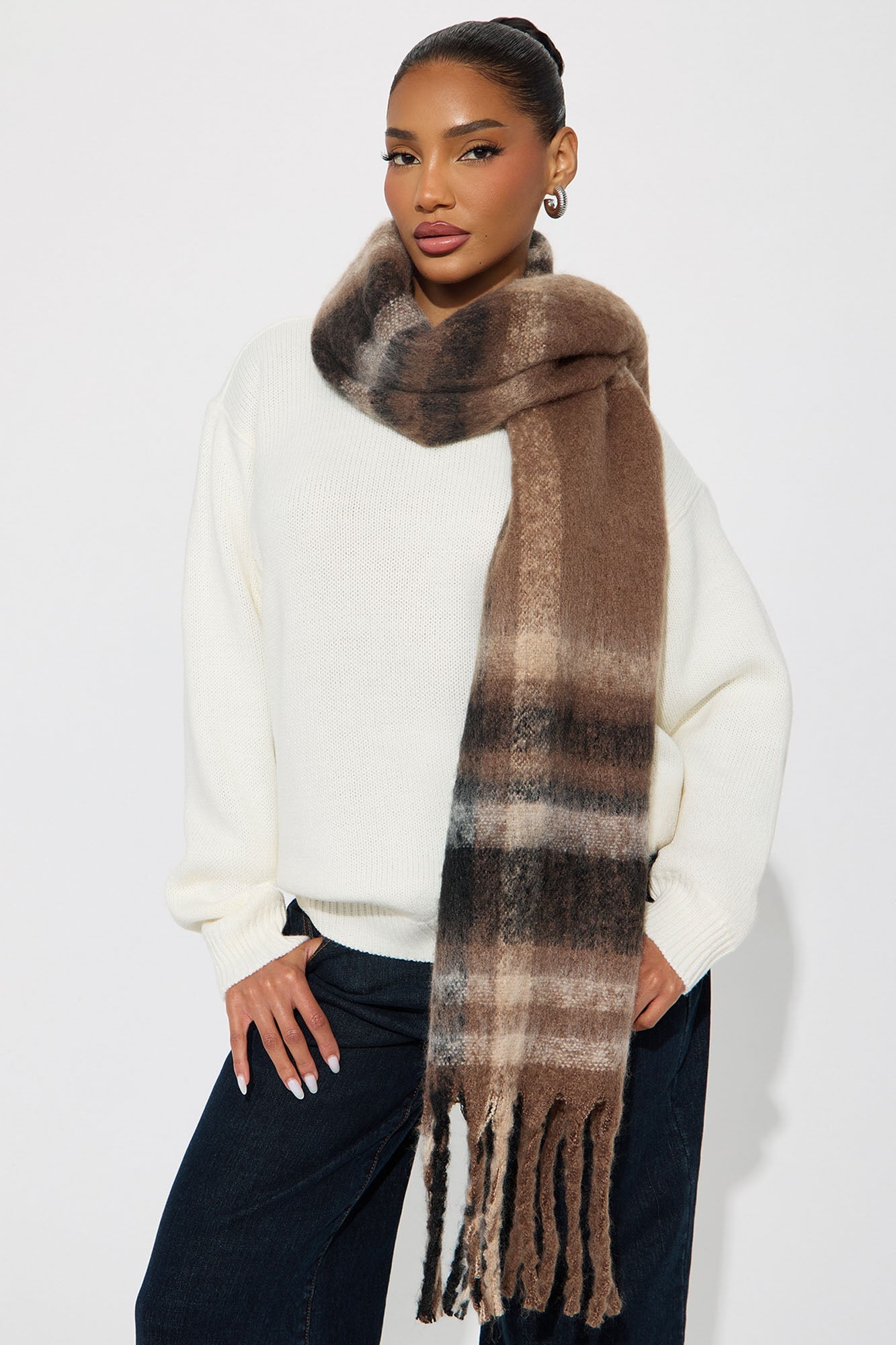 Mocha Latte Weather Scarf - Black/Brown
