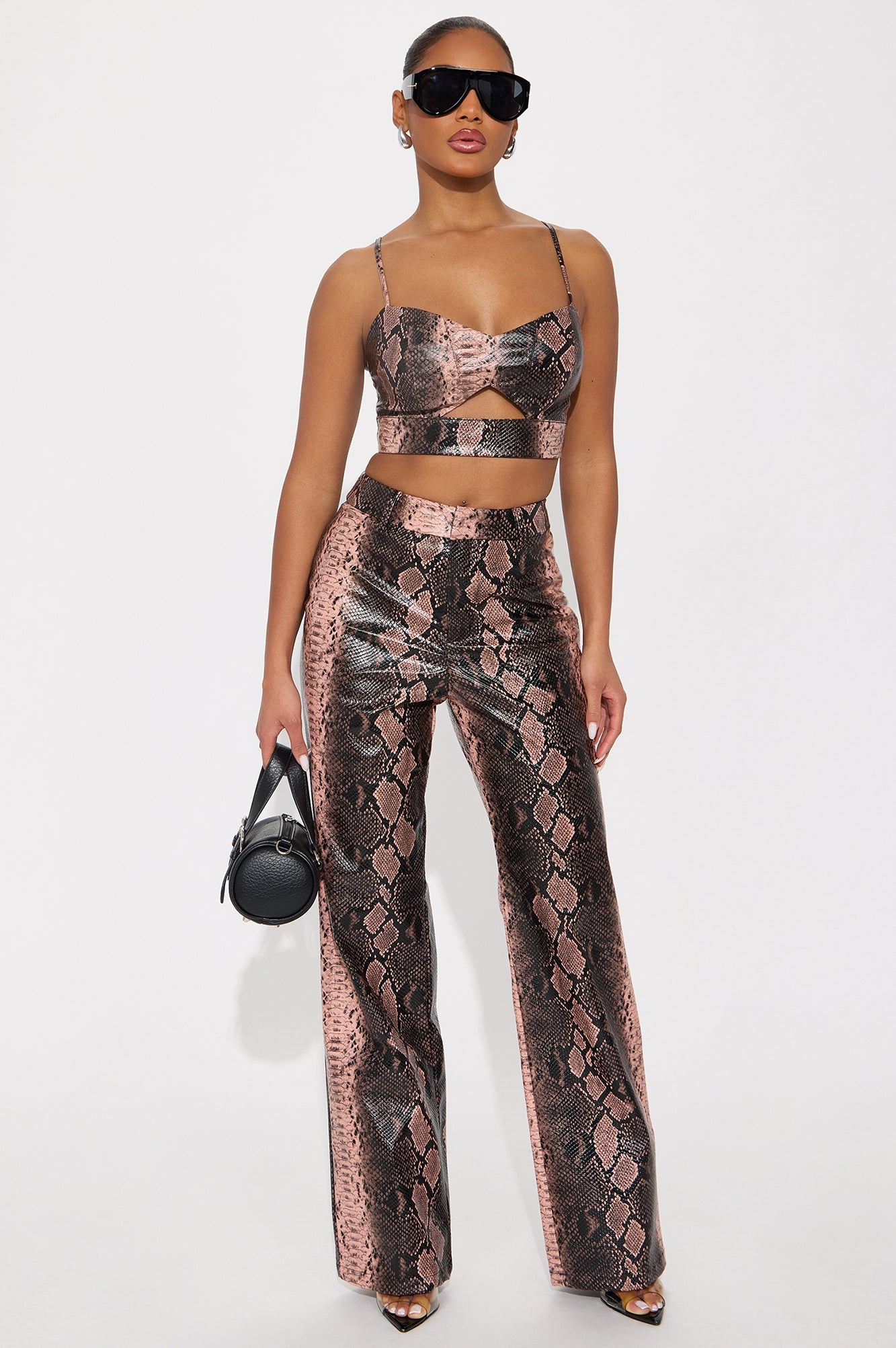 Bad Behavior Faux Leather Bralette - Pink/combo