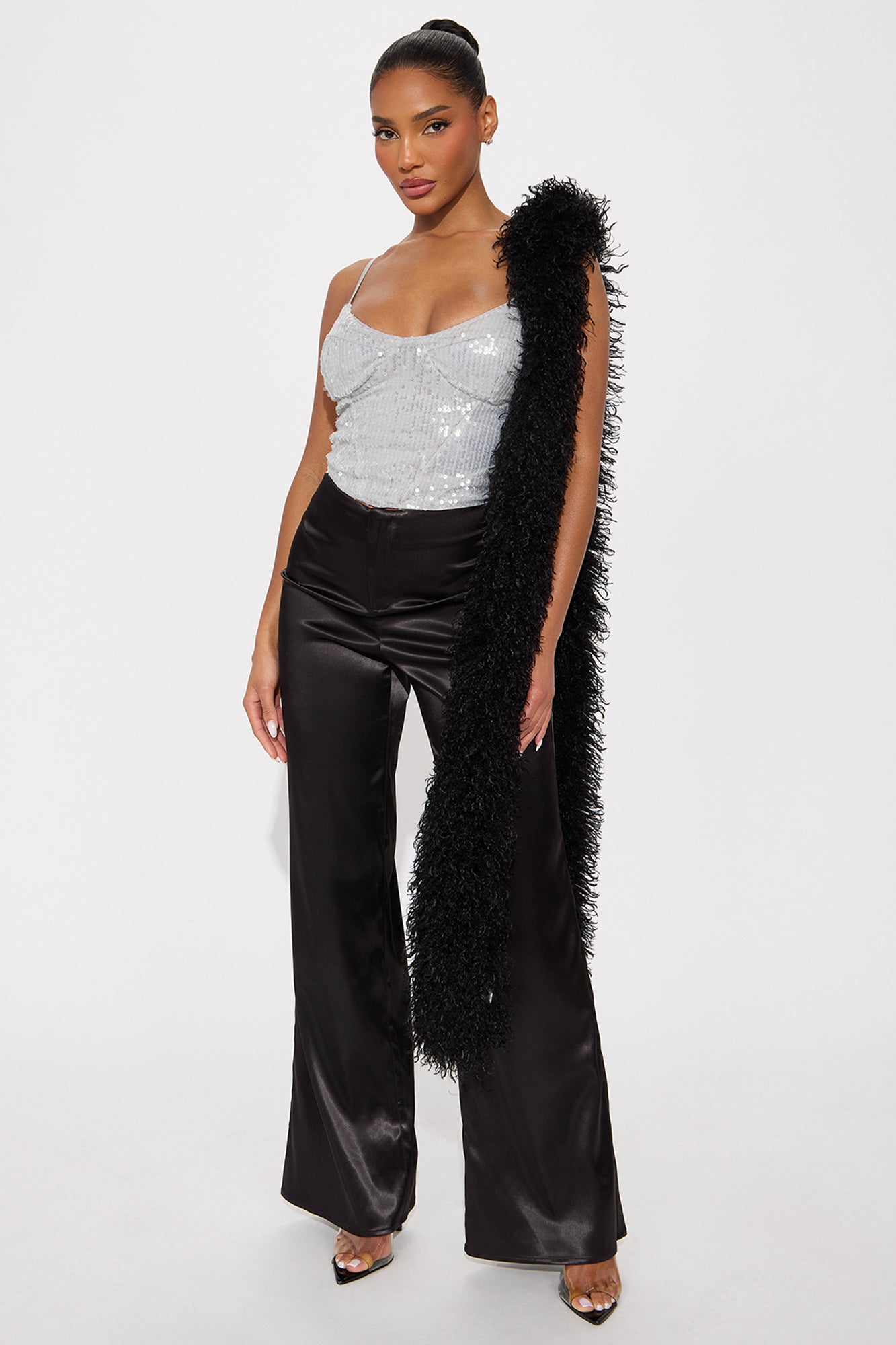 It's A Girls Night Out Faux Fur Scarf - Black