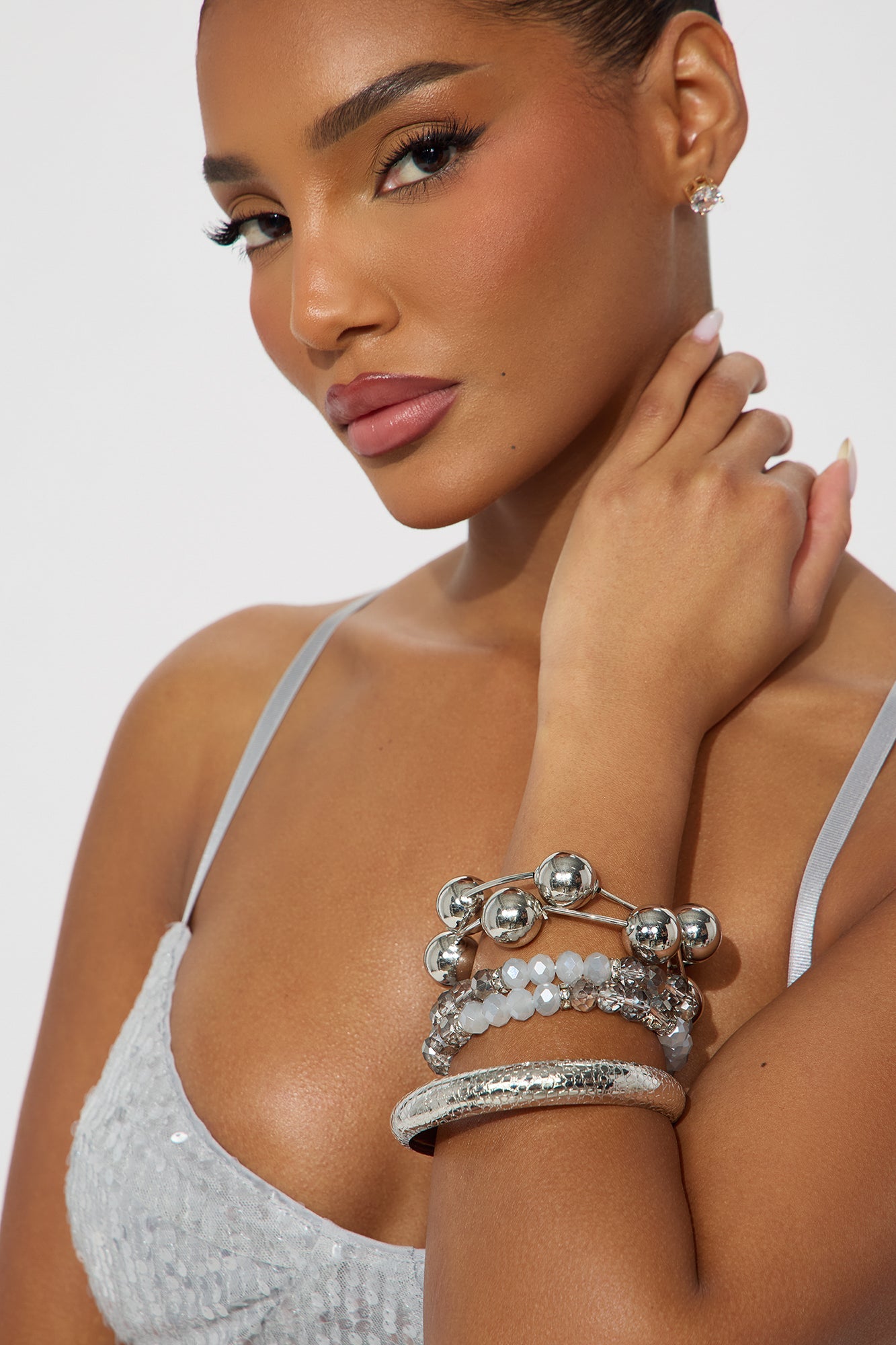 Beads And Beauty 5 Piece Bracelet Set - Silver