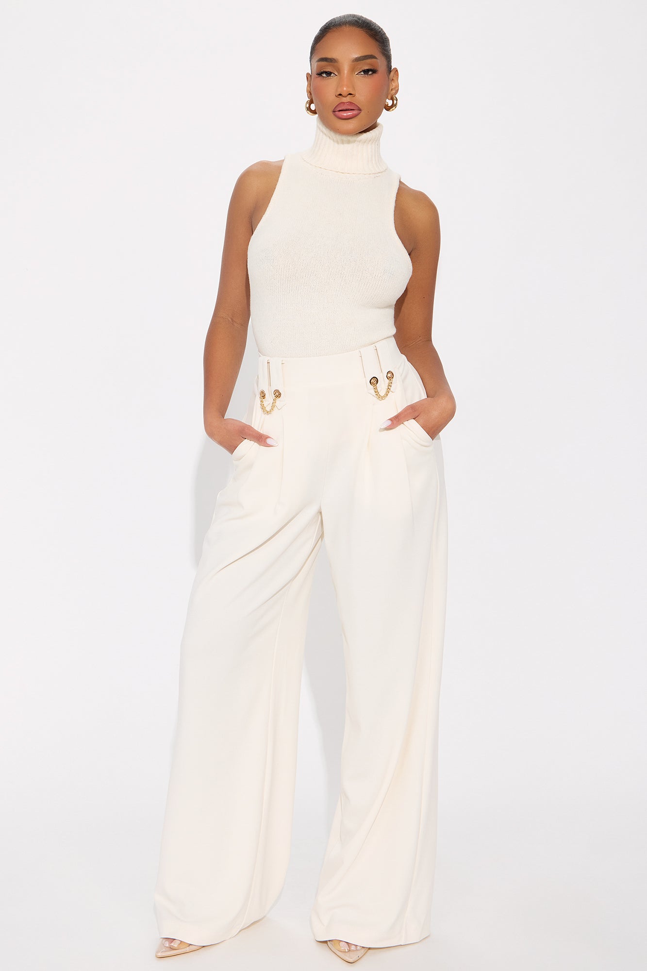 Office Mood Wide Leg Trouser - Cream