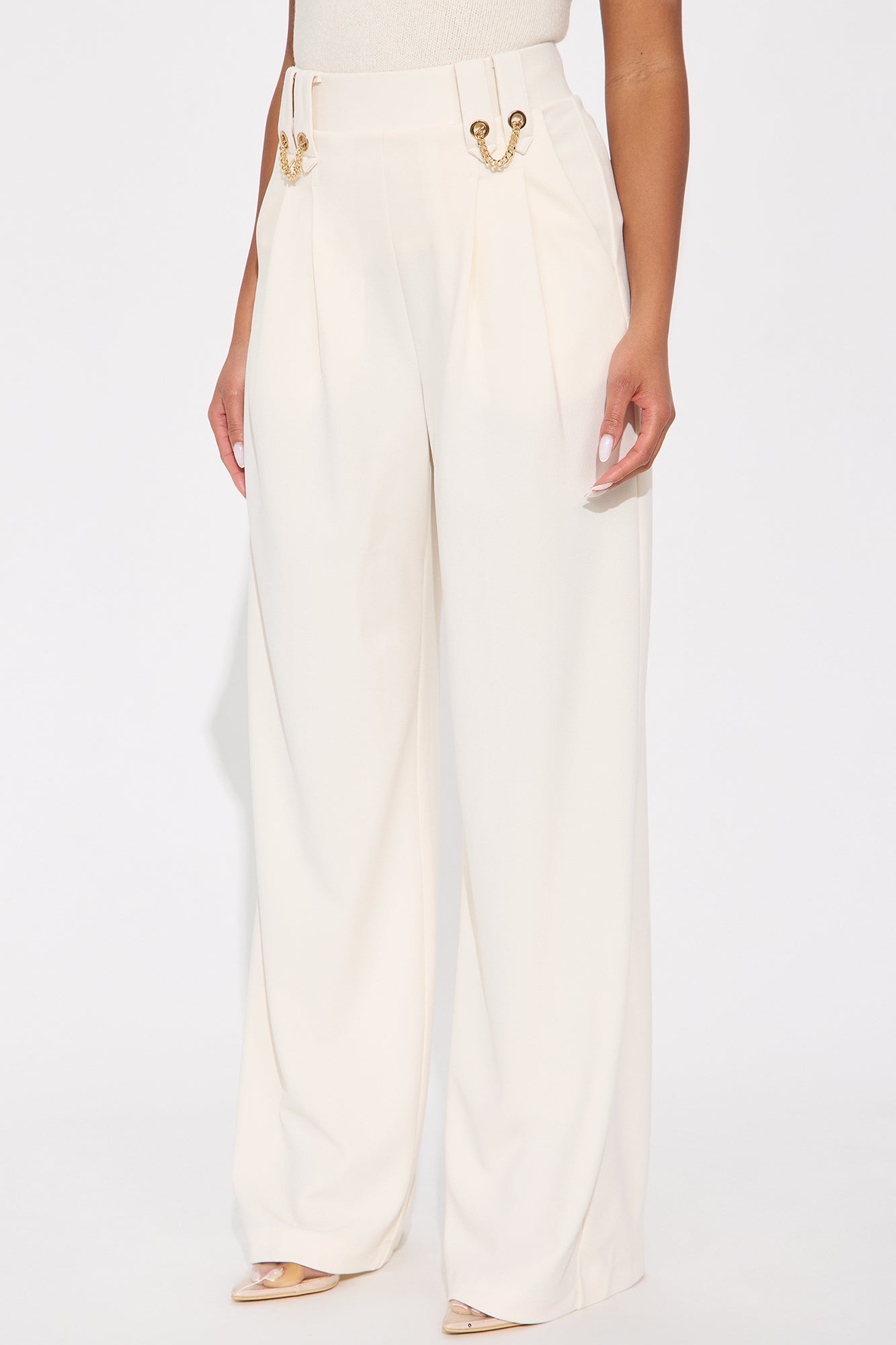 Office Mood Wide Leg Trouser - Cream