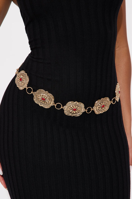 Festival Queen Chain Belt - Gold/Red