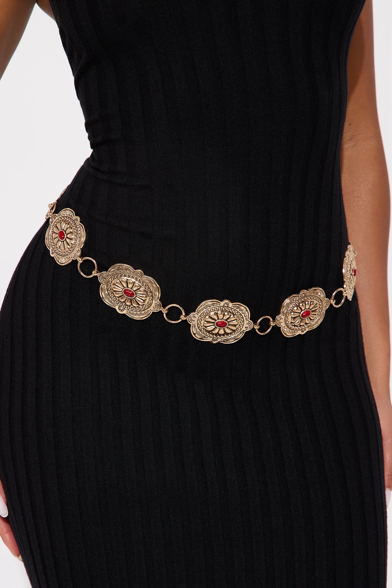 Festival Queen Chain Belt - Gold/Red