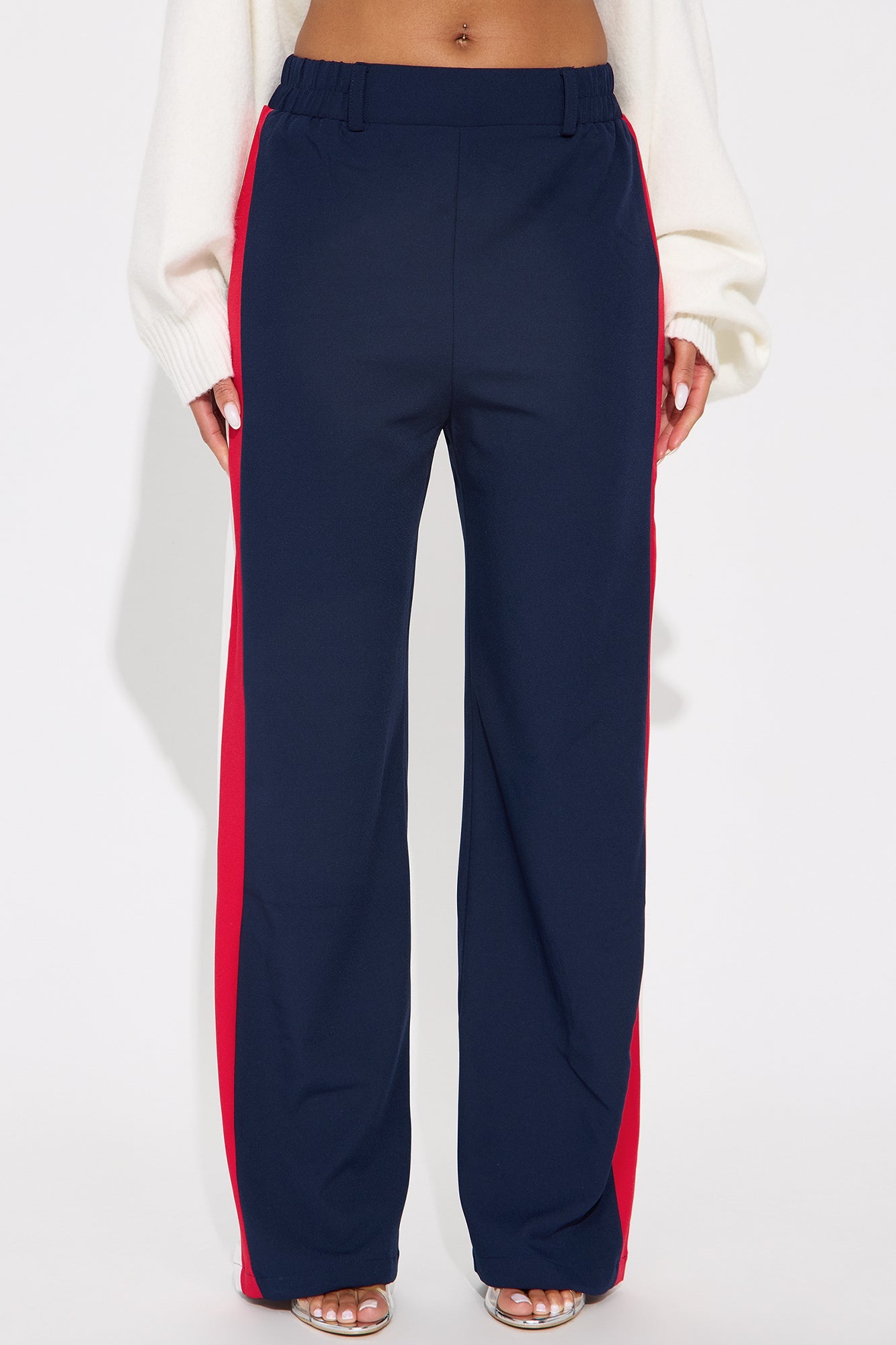 Aubrina Striped Crepe Pant - Navy/combo
