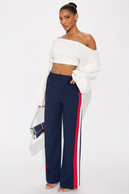 Aubrina Striped Crepe Pant - Navy/combo