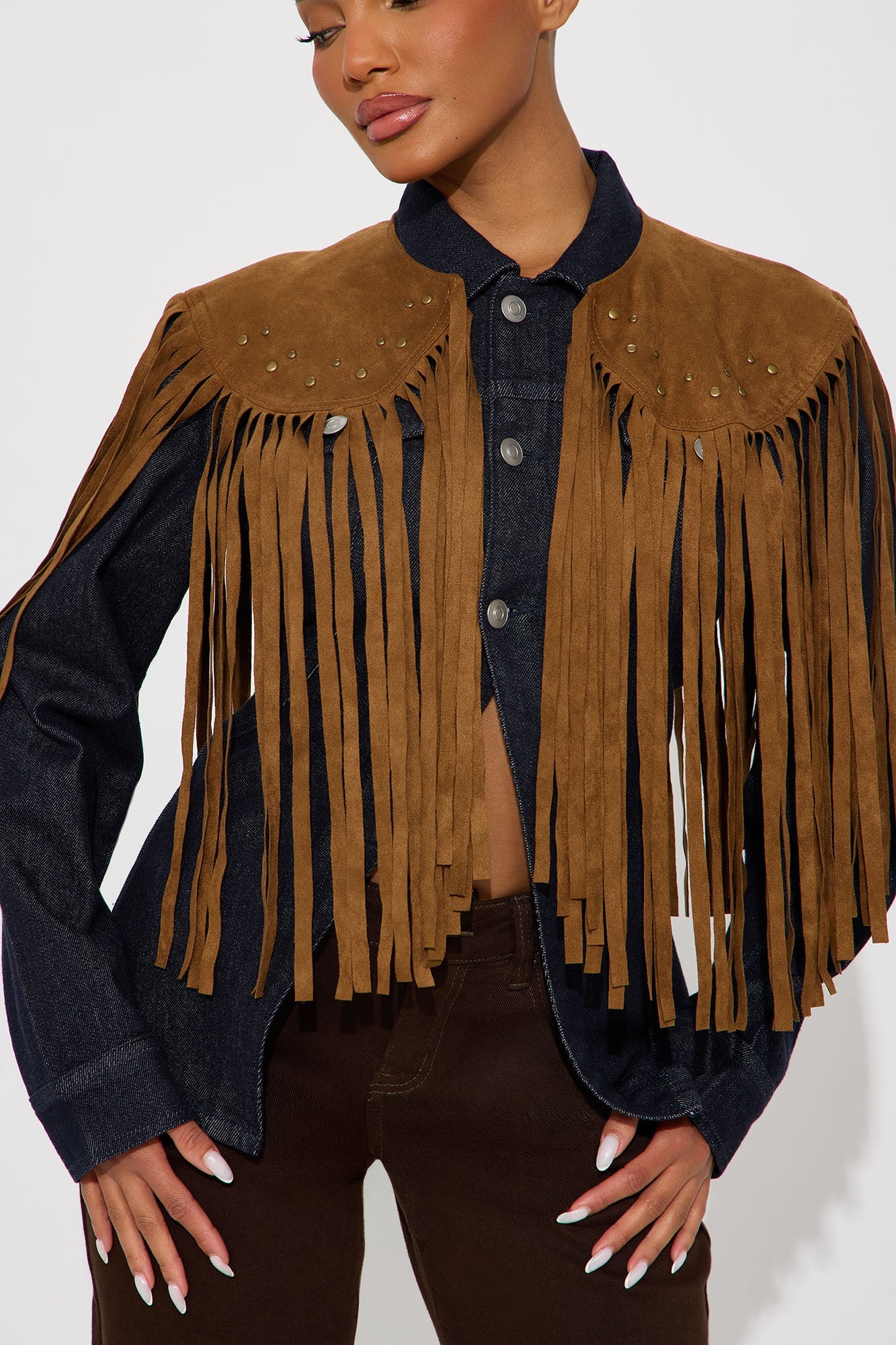 Forth Worth Fringe Cape - Brown