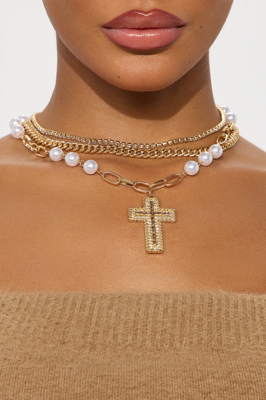 Pure Faith Layered Necklace - Gold
