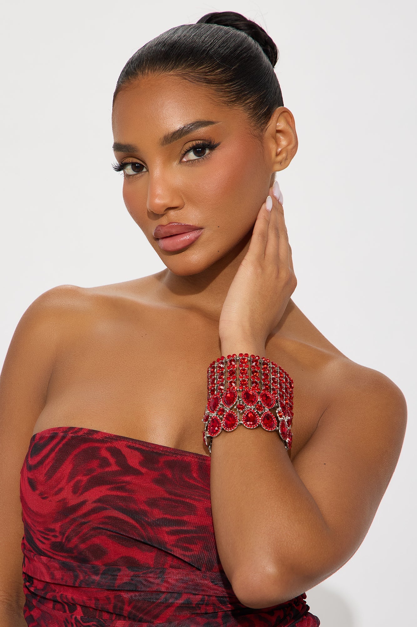 Duo Of Light 2 Piece Stretch Bracelet Set - Silver/Red