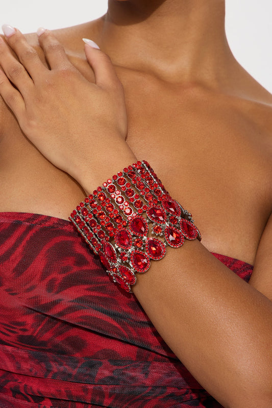 Duo Of Light 2 Piece Stretch Bracelet Set - Silver/Red
