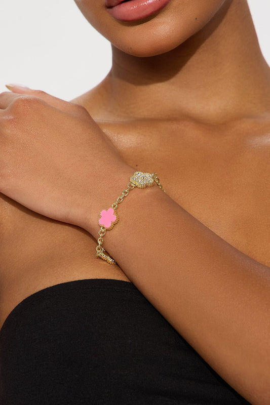 Keep Wishing Bracelet - Gold/Fuchsia