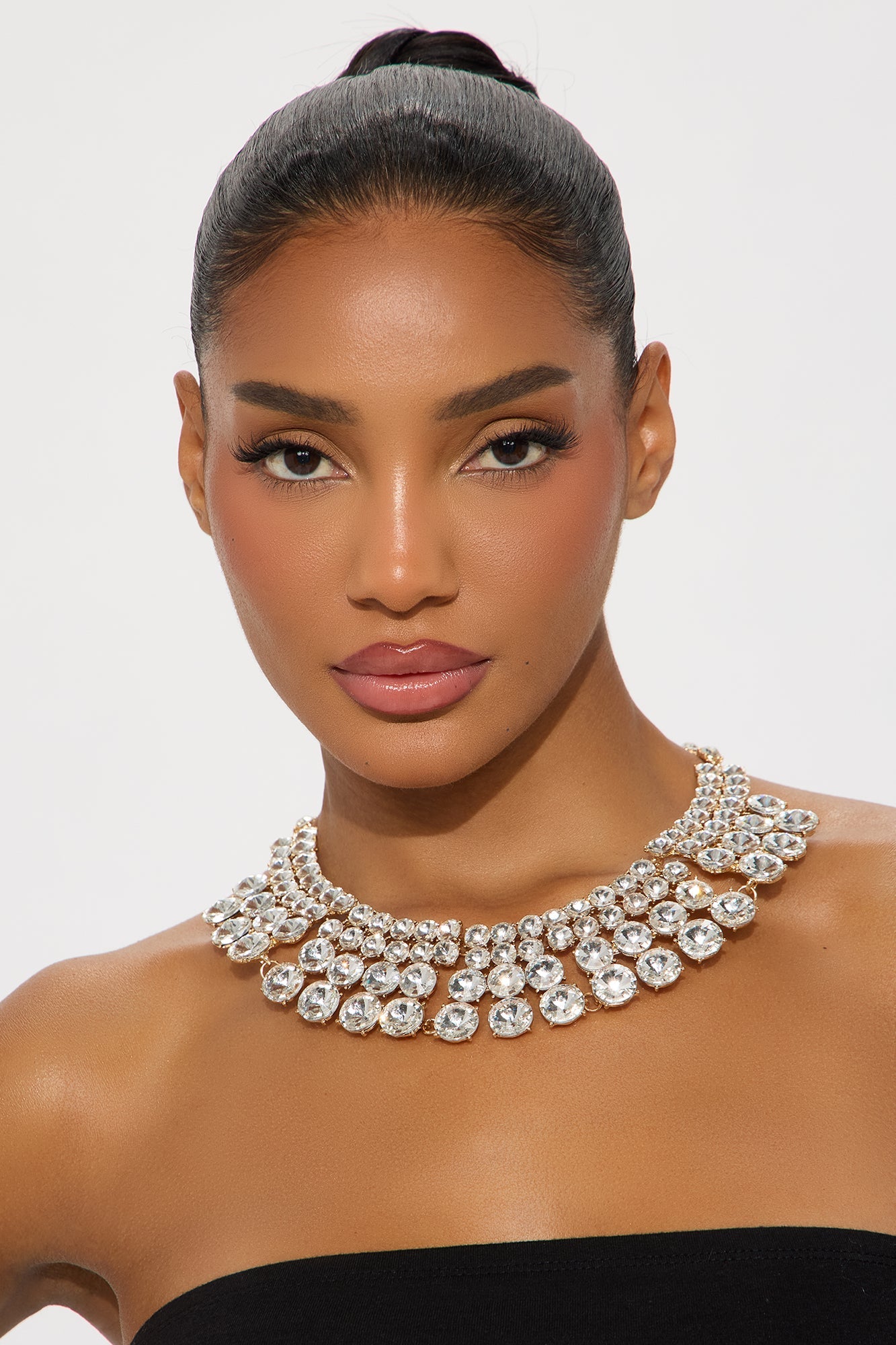 At Dawn Rhinestone Choker Necklace - Gold