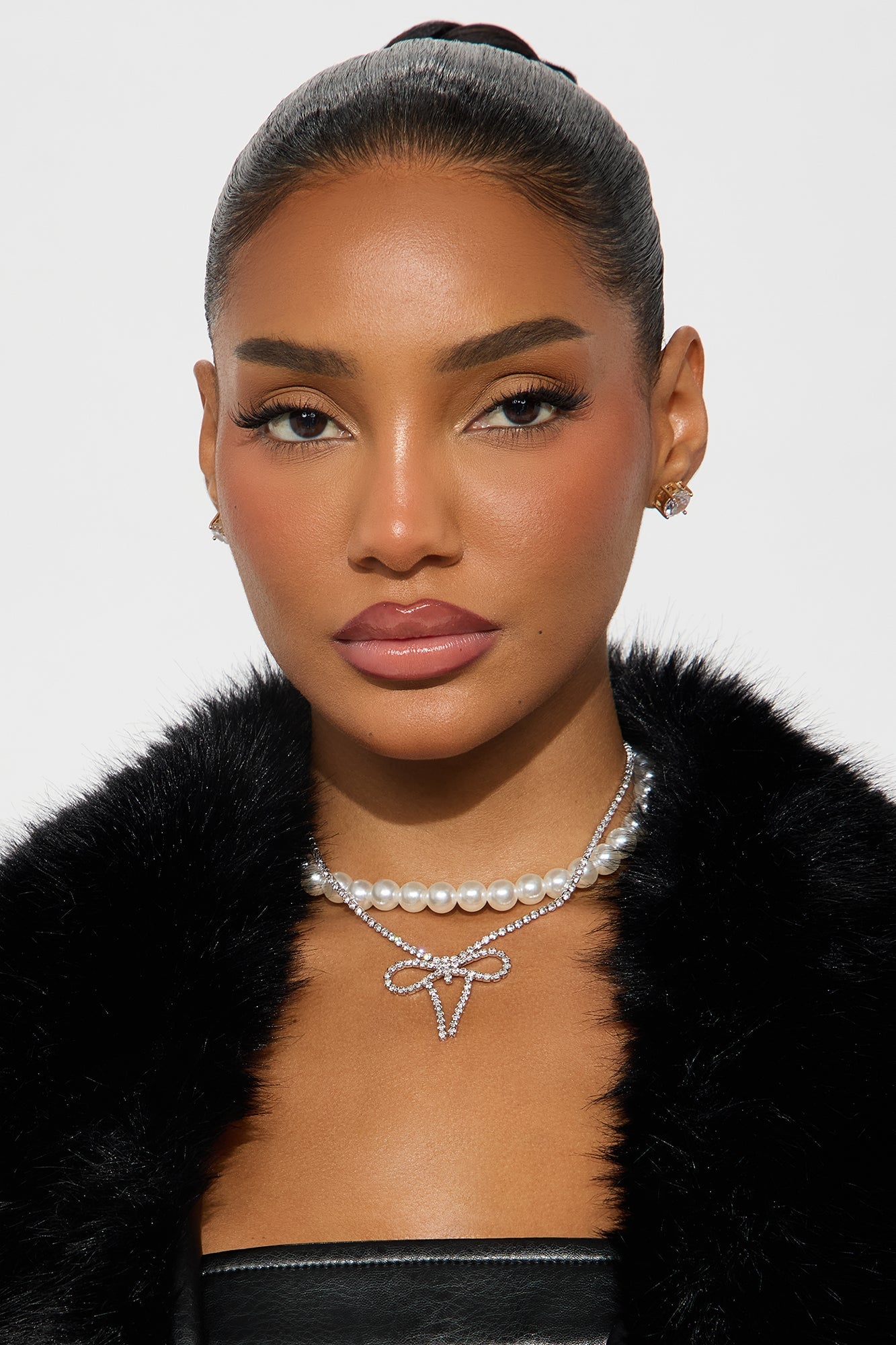 Pretty Little Bow Layered Necklace - Silver