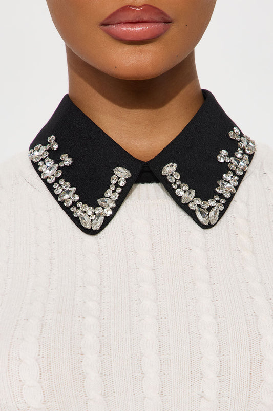 Suit Up Jeweled Collared Necklace - Black