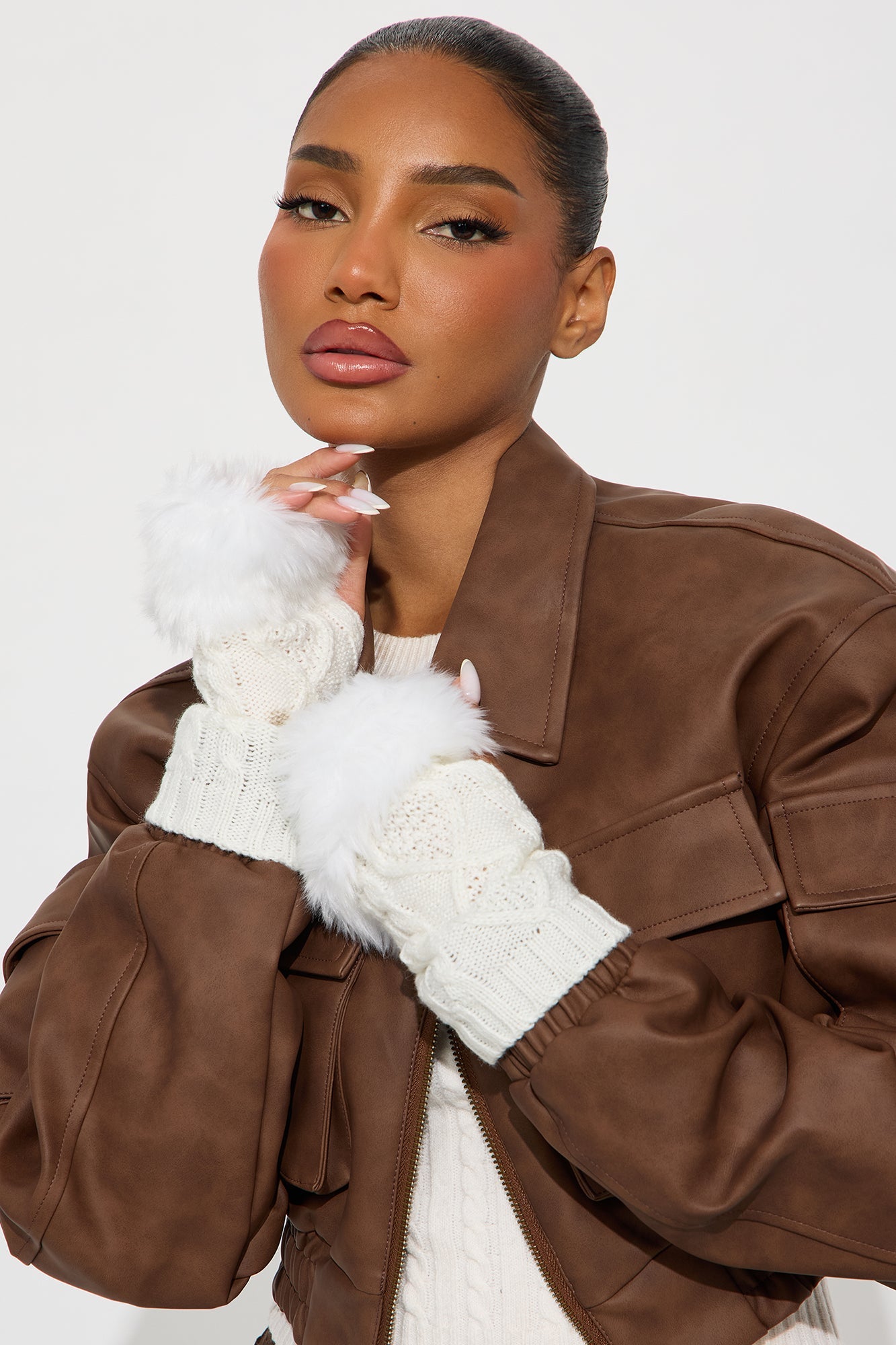 Icy Touch Fingerless Gloves - White