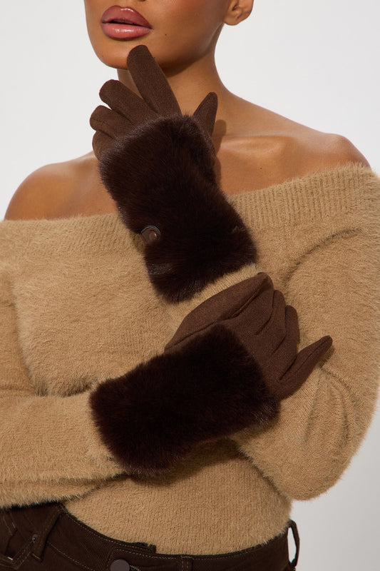 Keep Me Warm Gloves - Brown