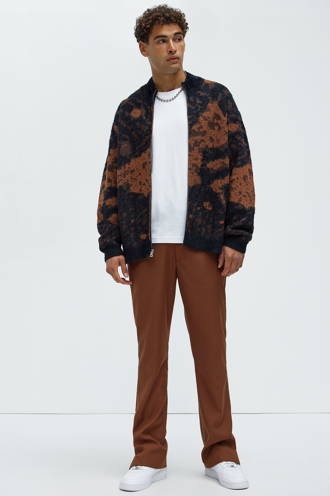 Lock It In Zip Sweater - Brown Combo