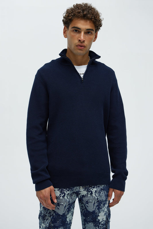 Shawn Quarter Zip Sweater - Navy